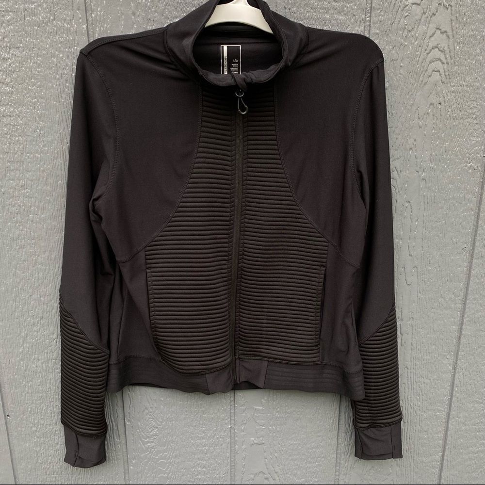 Mondetta Jacket Athletic Black Ribbed Zip Front Jacket L